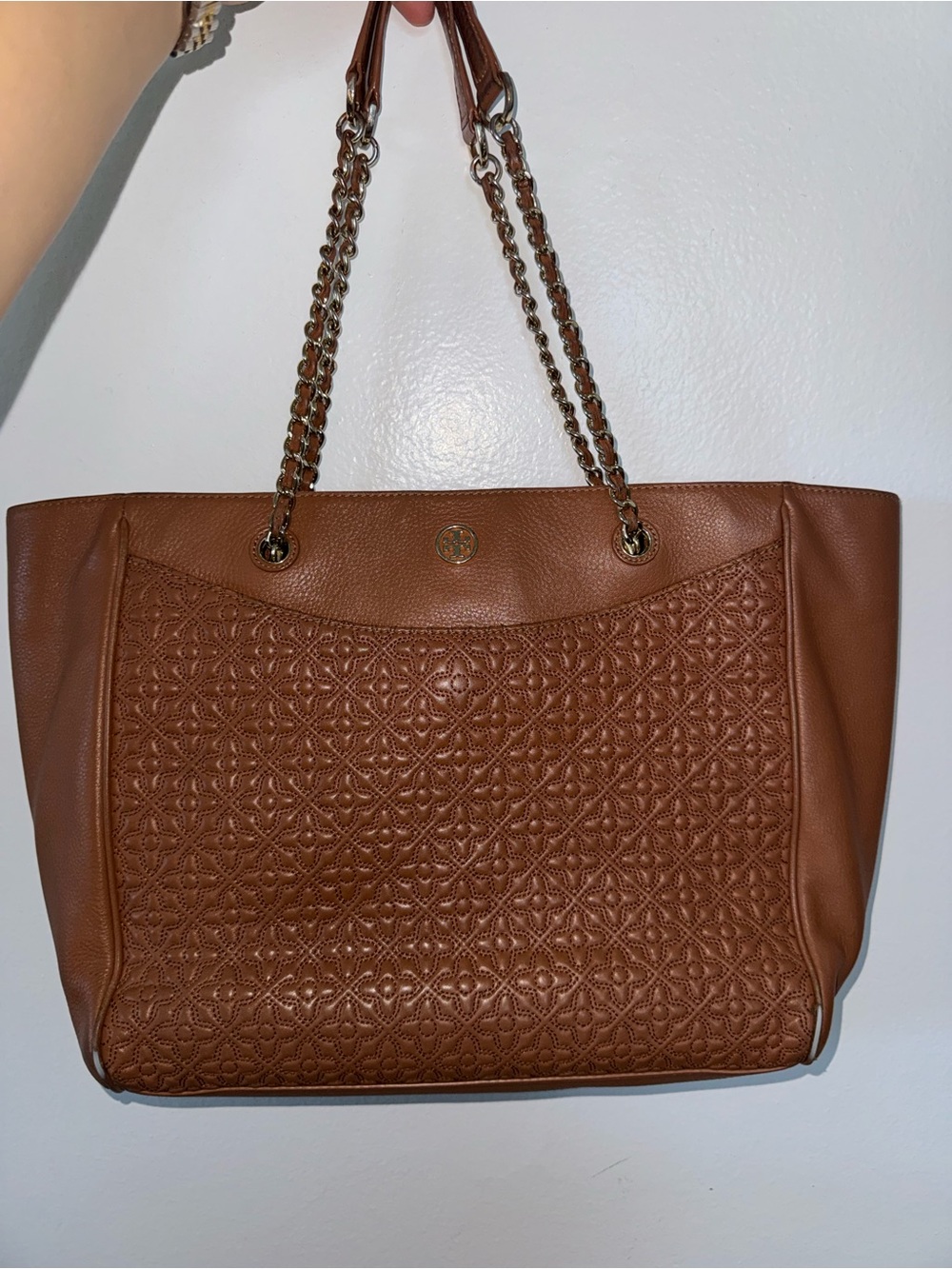 Tory Burch Bryant Embossed Leather Tote brawn